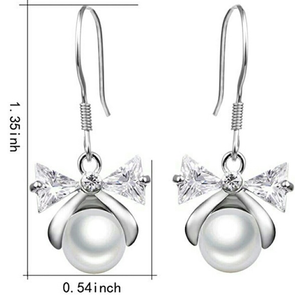 NEW S925 Whitegold Pretty Bow earrings - Picture 4 of 4